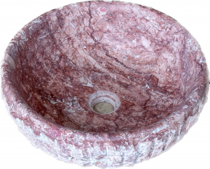 Kamenné umyvadlo red travertin kulaté (42x15)